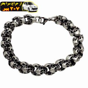 دستبند مردانه طرح فول جمجمه مدل زنجیری کد 870DSM