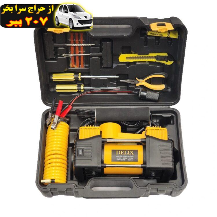 پمپ باد فندکی دلیکس مدل DC12V مجموعه 15 عددی