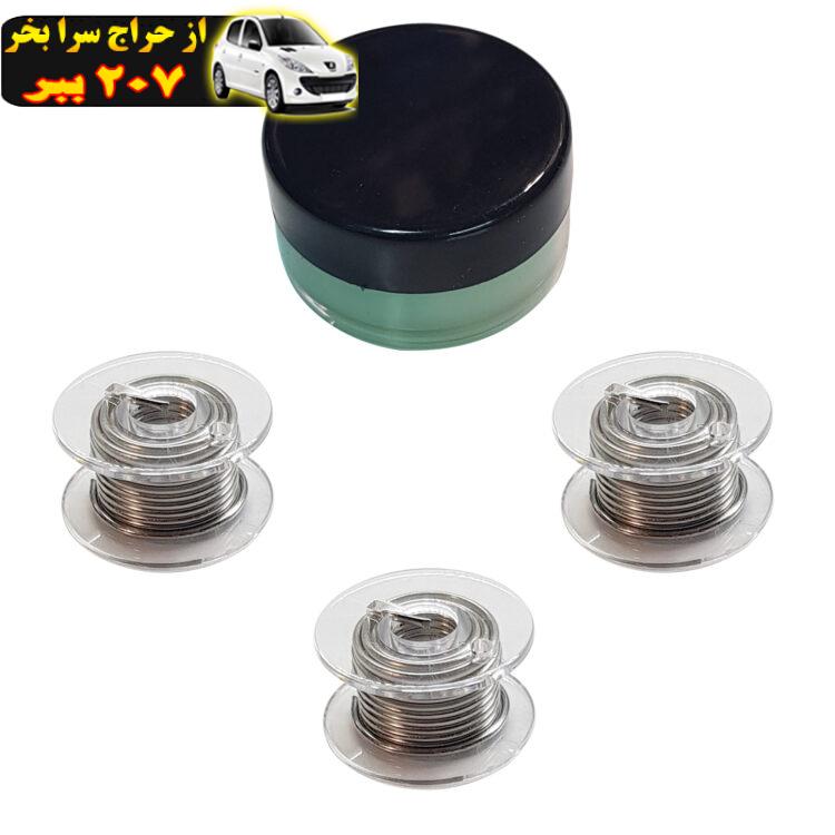 سیم لحیم مدل SL-111 بسته سه عددی به همراه روغن لحیم