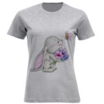 تیشرت آستین کوتاه زنانه طرح خرگوش و پروانه کد F487