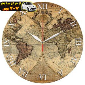 ساعت دیواری طرح نقشه قدیمی جهان کد 1330