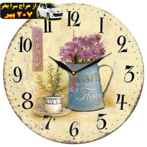 ساعت دیواری طرح گلدان گل و فنجان کد 1285