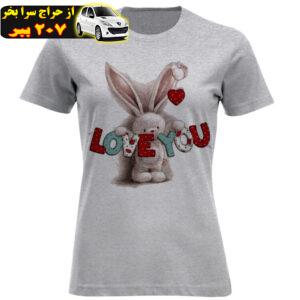 تی شرت آستین کوتاه زنانه مدل خرگوش i love u F1444