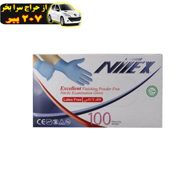 دستکش یکبار مصرف نیتریل مدل Nitex سایز M بسته 100 عددی