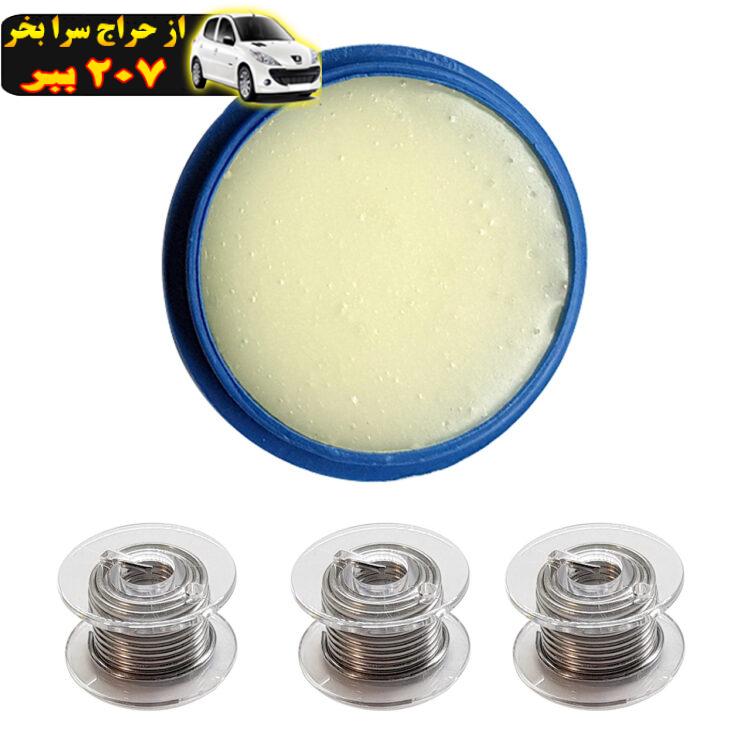 سیم لحیم مدل SL-110 بسته سه عددی به همراه روغن لحیم