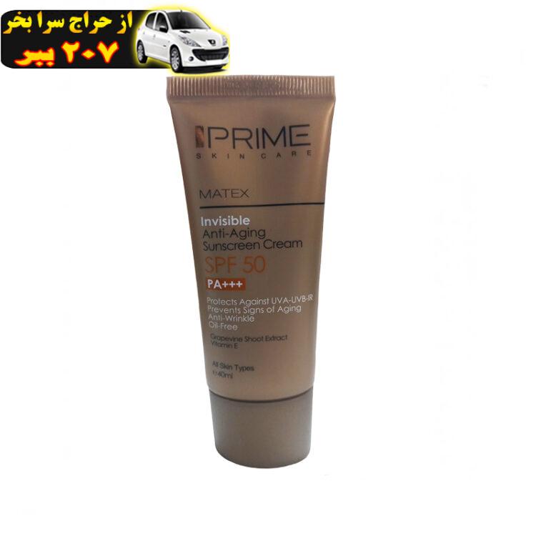 کرم ضدآفتاب و جوان کننده پریم مدل Matex SPF 50 حجم 40 میلی لیتر