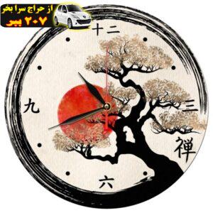ساعت دیواری طرح نقاشی ژاپنی درخت و خورشید کد 1322