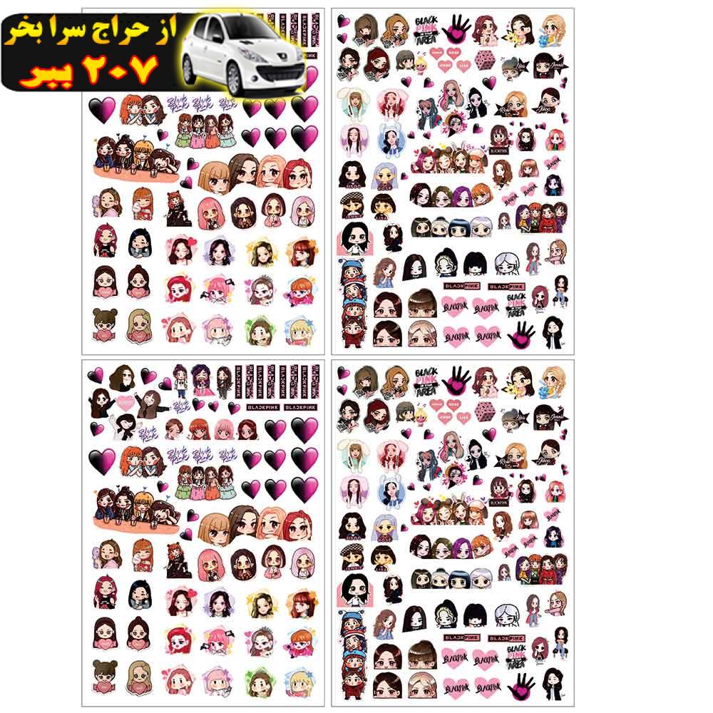 برچسب لنز ناخن طرح بلک پینک کد 402 black pink مجموعه 4 عددی