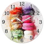 ساعت دیواری طرح شیرینی ماکارون رنگارنگ انتزاعی کد 1343