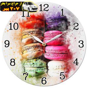 ساعت دیواری طرح شیرینی ماکارون رنگارنگ انتزاعی کد 1343