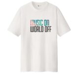 تی شرت زنانه مدل music on world off رنگ سفید
