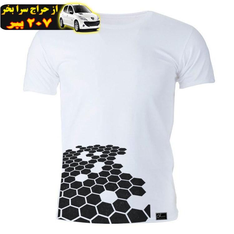 تی شرت آستین کوتاه مردانه مدل انتزاعی  کد 0j0 24 رنگ سفید