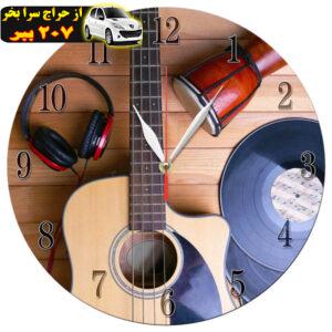 ساعت دیواری طرح گیتار و صفحه موسیقی کد 1260