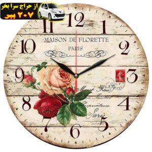 ساعت دیواری طرح گل رز کد 1254