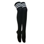 جوراب ساق بلند زنانه مدل سه خط بالا زانو کد RMSD رنگ مشکی