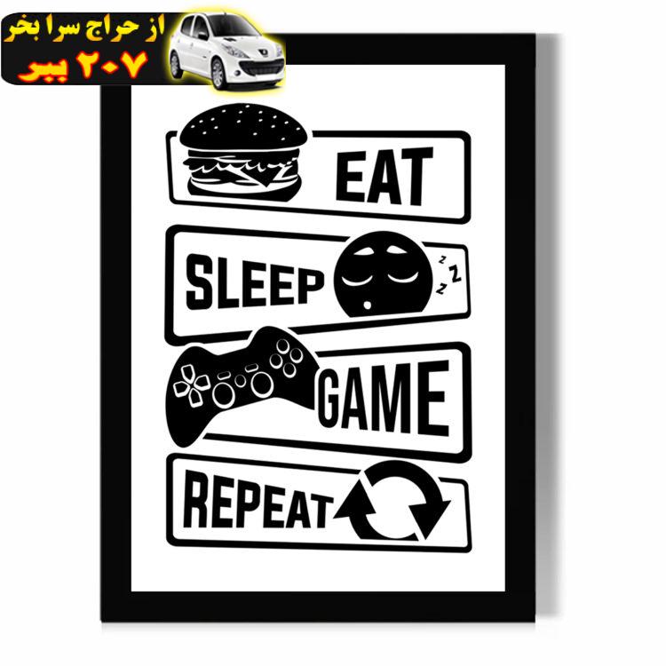 تابلو دیواری مدل گیمینگ طرح  Eat Sleep Game Repeat کد FD290