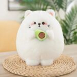 عروسک طرح گربه آوکادو مدل Kawaii Avocado Cat ارتفاع 24 سانتی‌متر