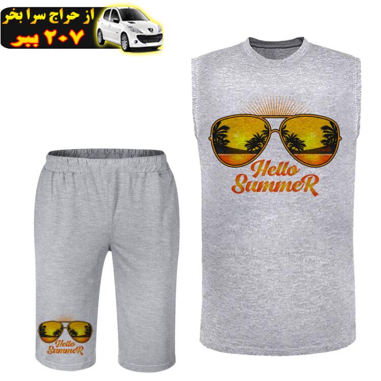 ست تاپ و شلوارک مردانه مدل summer کد 263 رنگ طوسی