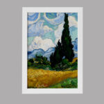 تابلو خندالو مدل دکوراتیو مزرعه گندم و سروها ونگوگ Van Gogh کد M15 مجموعه 2 عددی