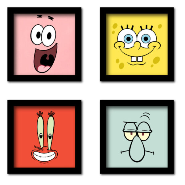 تابلو مدل باب اسفنجی طرح spongebob squarepants مجموعه 4 عددی