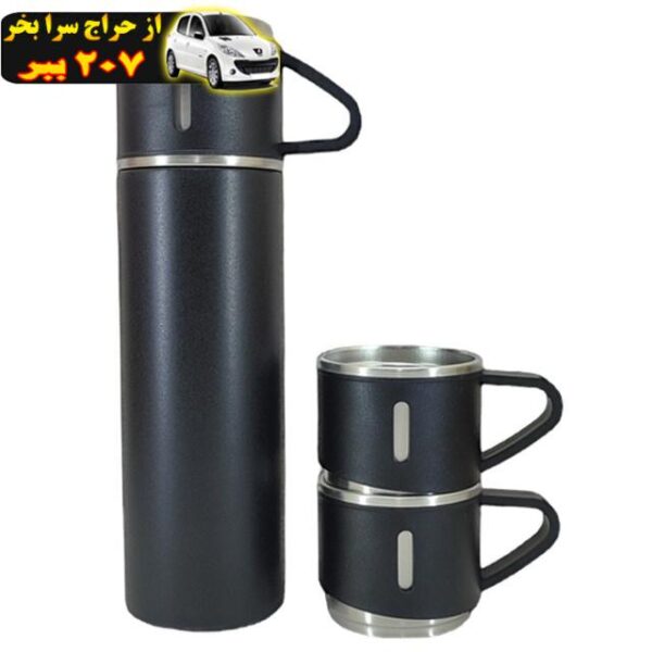 فلاسک مدل 3 کاپ VACUUM گنجایش 0.5 لیتر به همراه لیوان مجموعه 3 عددی