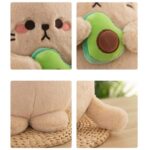 عروسک طرح گربه آوکادو مدل Kawaii Avocado Cat ارتفاع 24 سانتی‌متر