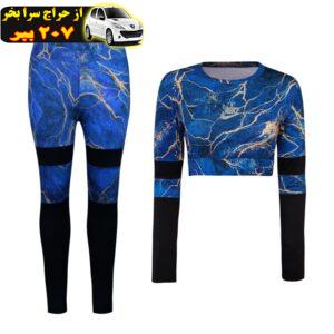 ست تیشرت آستین بلند و لگینگ ورزشی زنانه ماییلدا مدل 4733 -454P رنگ آبی
