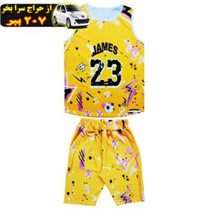 ست تاپ و شلوارک ورزشی مردانه مدل JAMES 23 کد LJ23 رنگ زرد