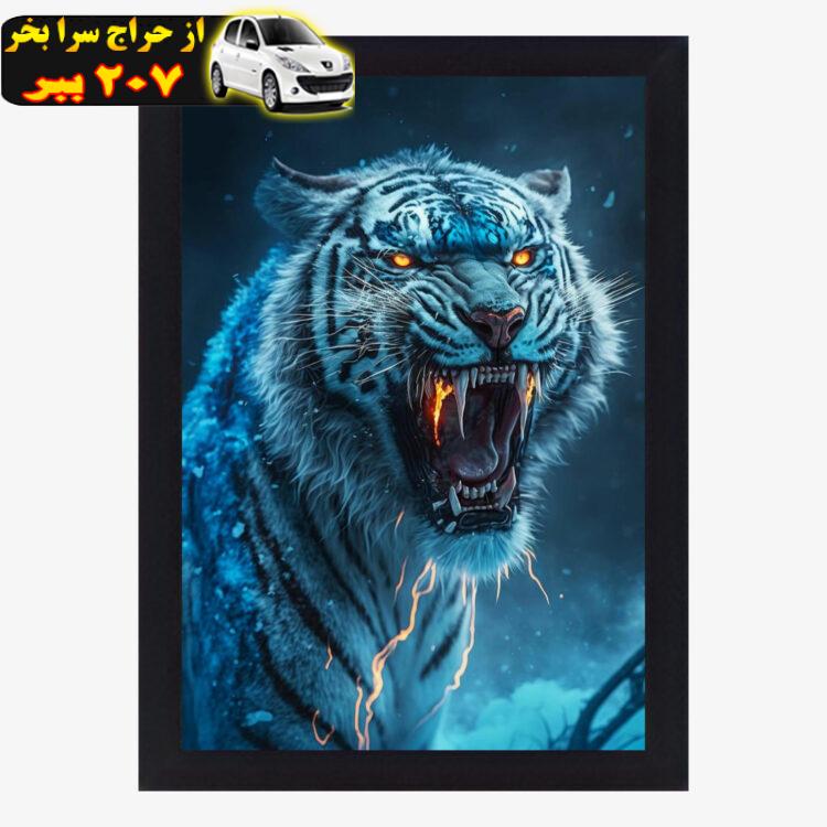 تابلو نوری گیم دکور طرح ببر مدل angry tiger