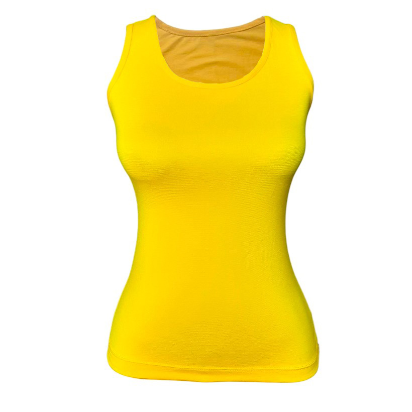 تاپ زنانه دوک مدل رکابی رنگ زرد